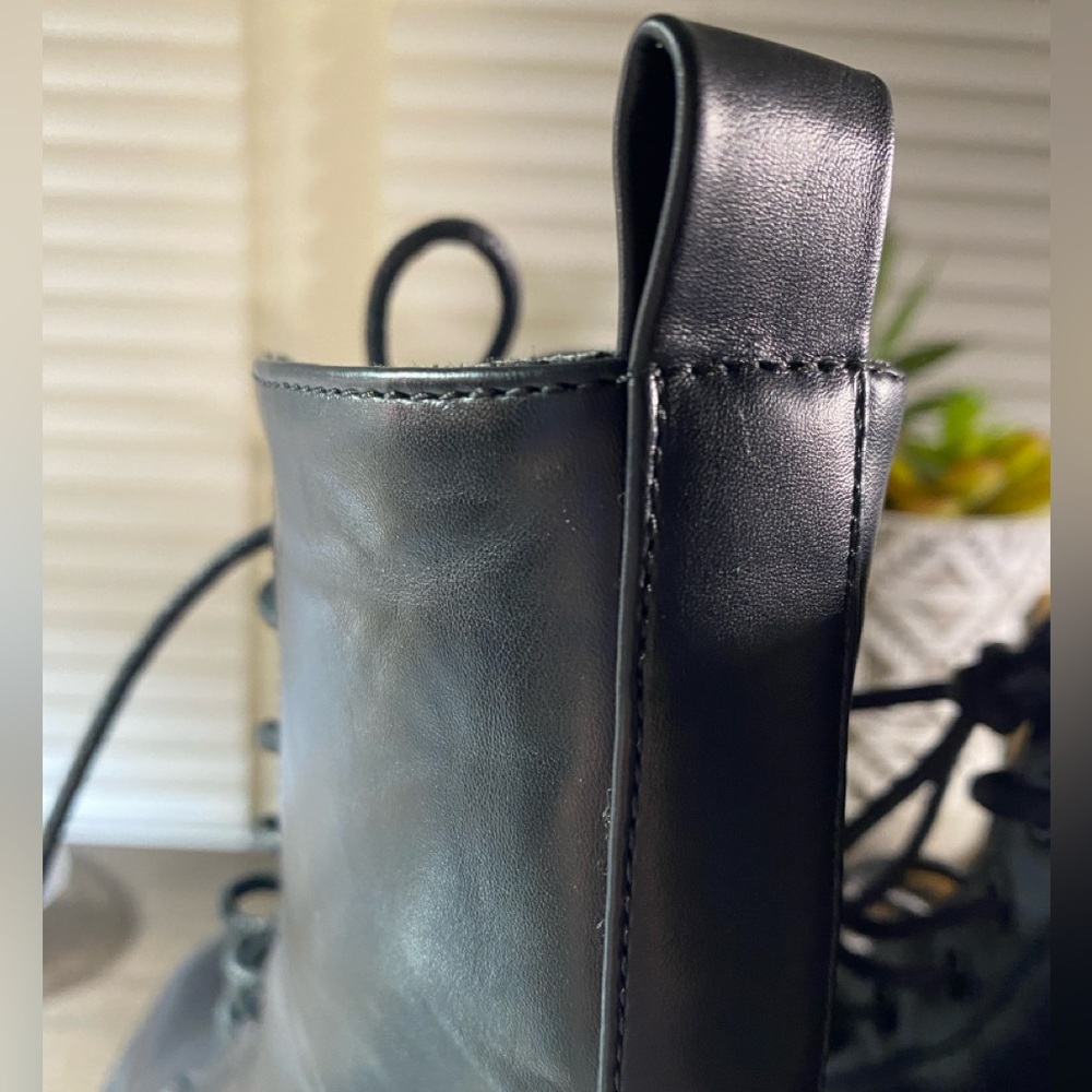 NWT Topshop Khloe Faux Leather Black Lace Up MOTO Boot Sold By Nordstrom 10.5 - Picture 7 of 8